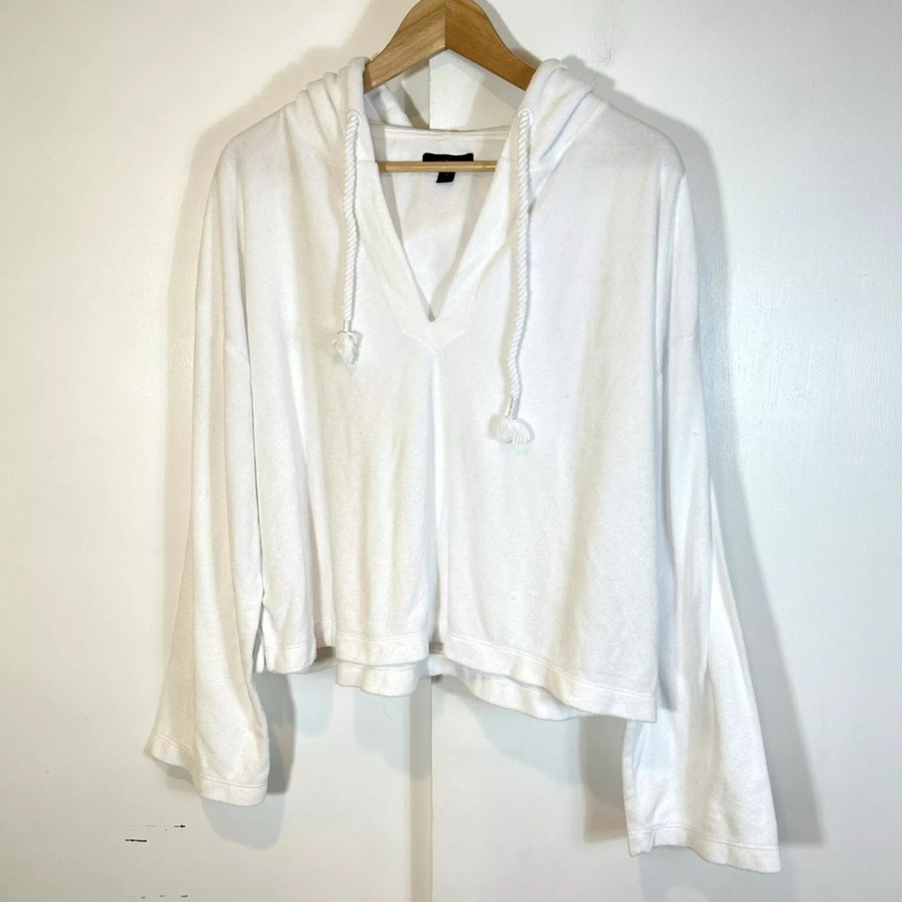 J. Crew Towel Terry Open V-Neck Hoodie